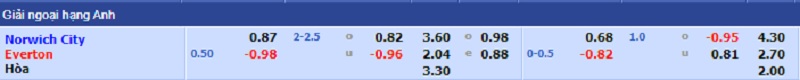 Soi kèo bóng đá, Tỷ lệ kèo nhà cái trận đấu giữa hai đội Norwich City - Everton, 22h00 ngày 15/01/2022